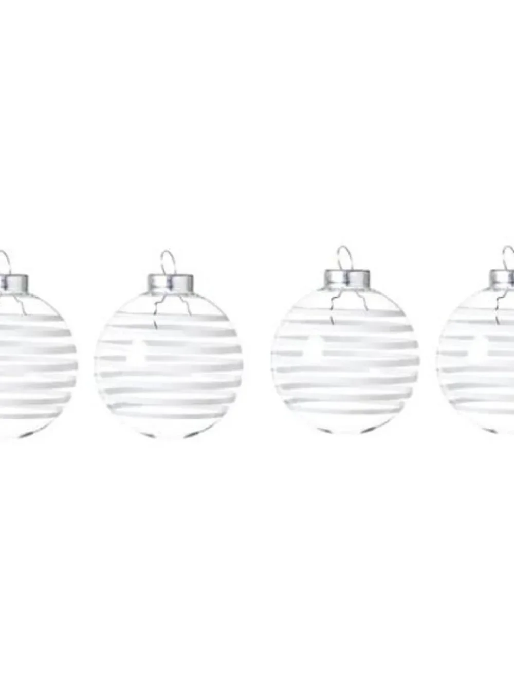 4 Pack VINTERFINT Tree Ornament Bauble Clear Glass White 2¼